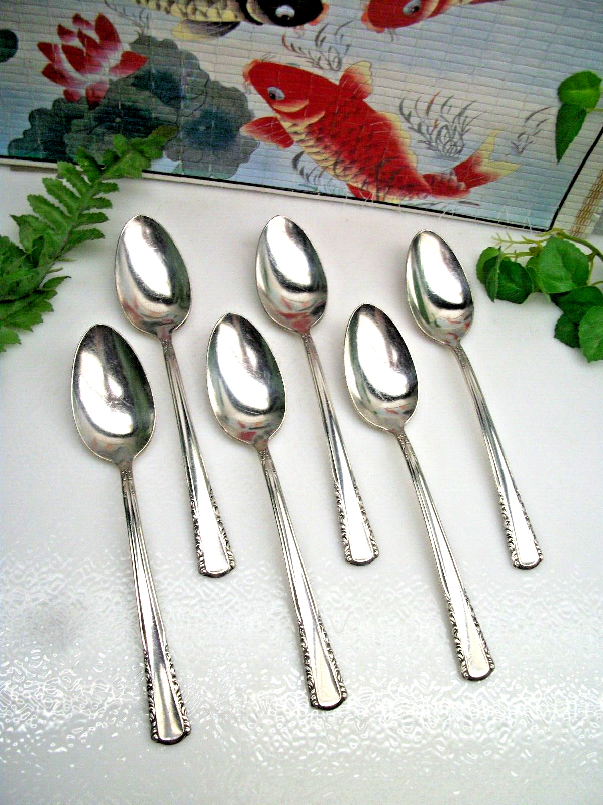 6 International Silver HOLMES & EDWARDS Silverplate MAY QUEEN Teaspoons 1951