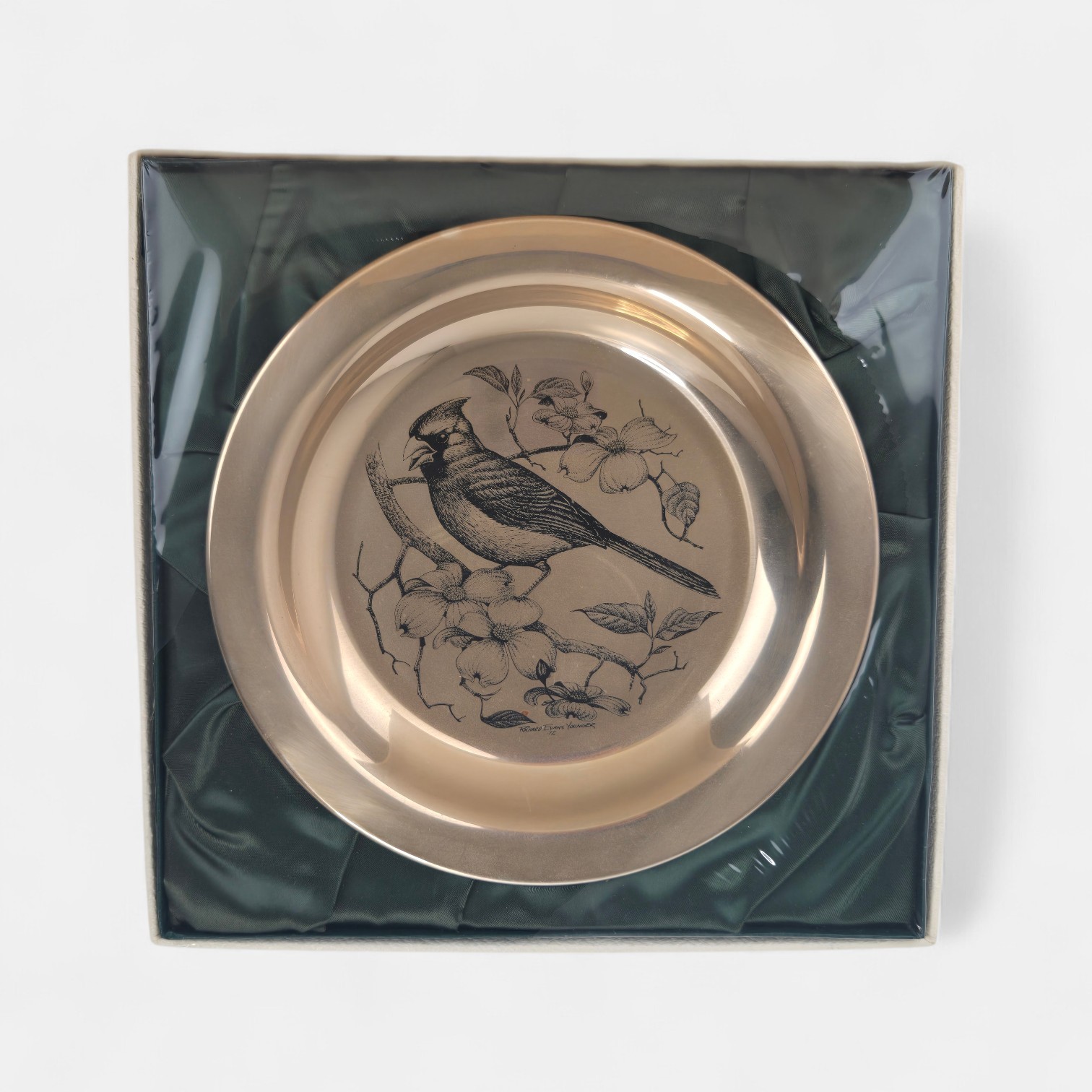 Franklin Mint Sterling Silver Bird Plate The Cardinal 1972 Limited Edition