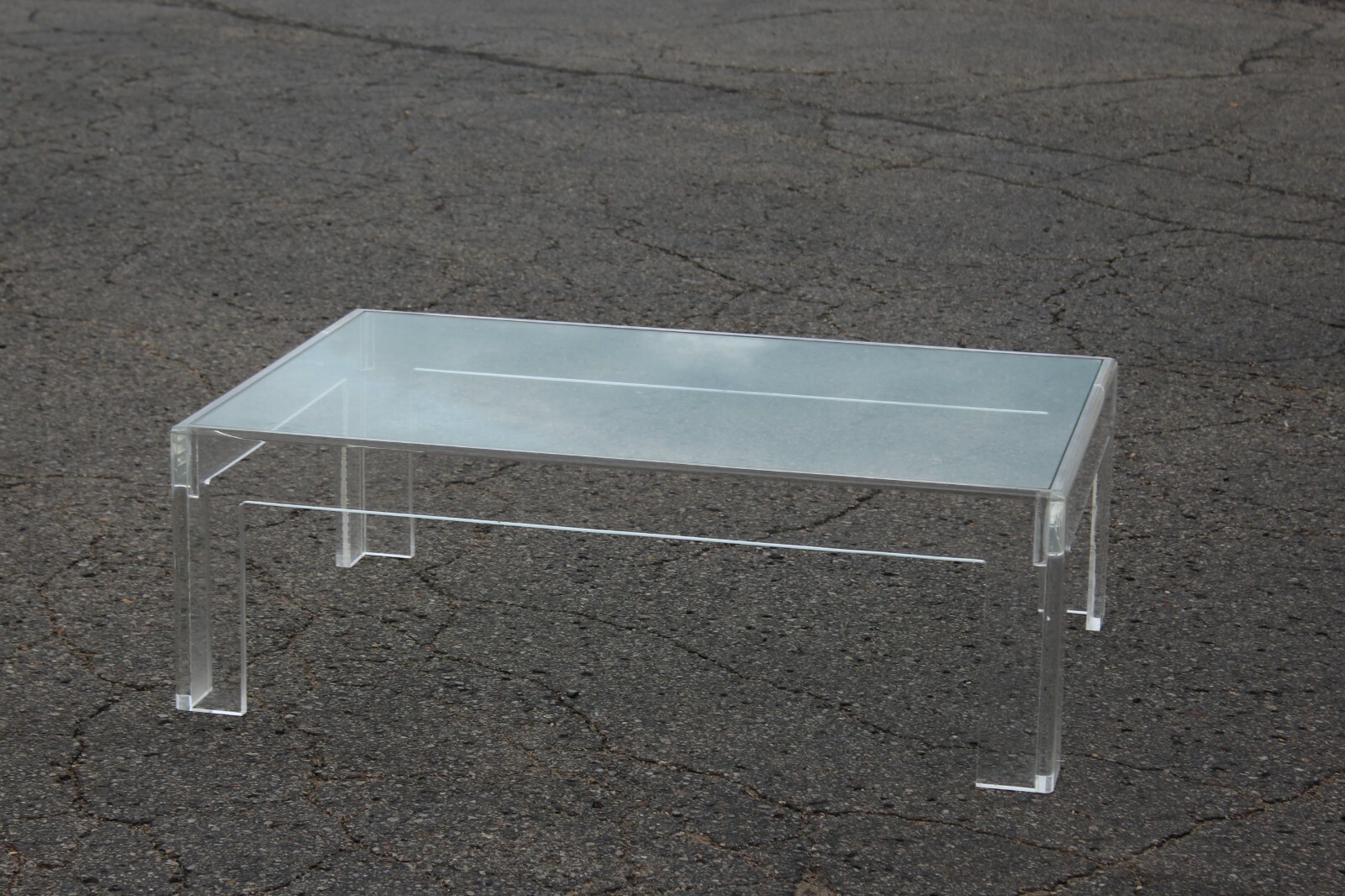 Thick Lucite Coffee Table With a Rectangular Form 48 x 32 Charles Hollis Jones