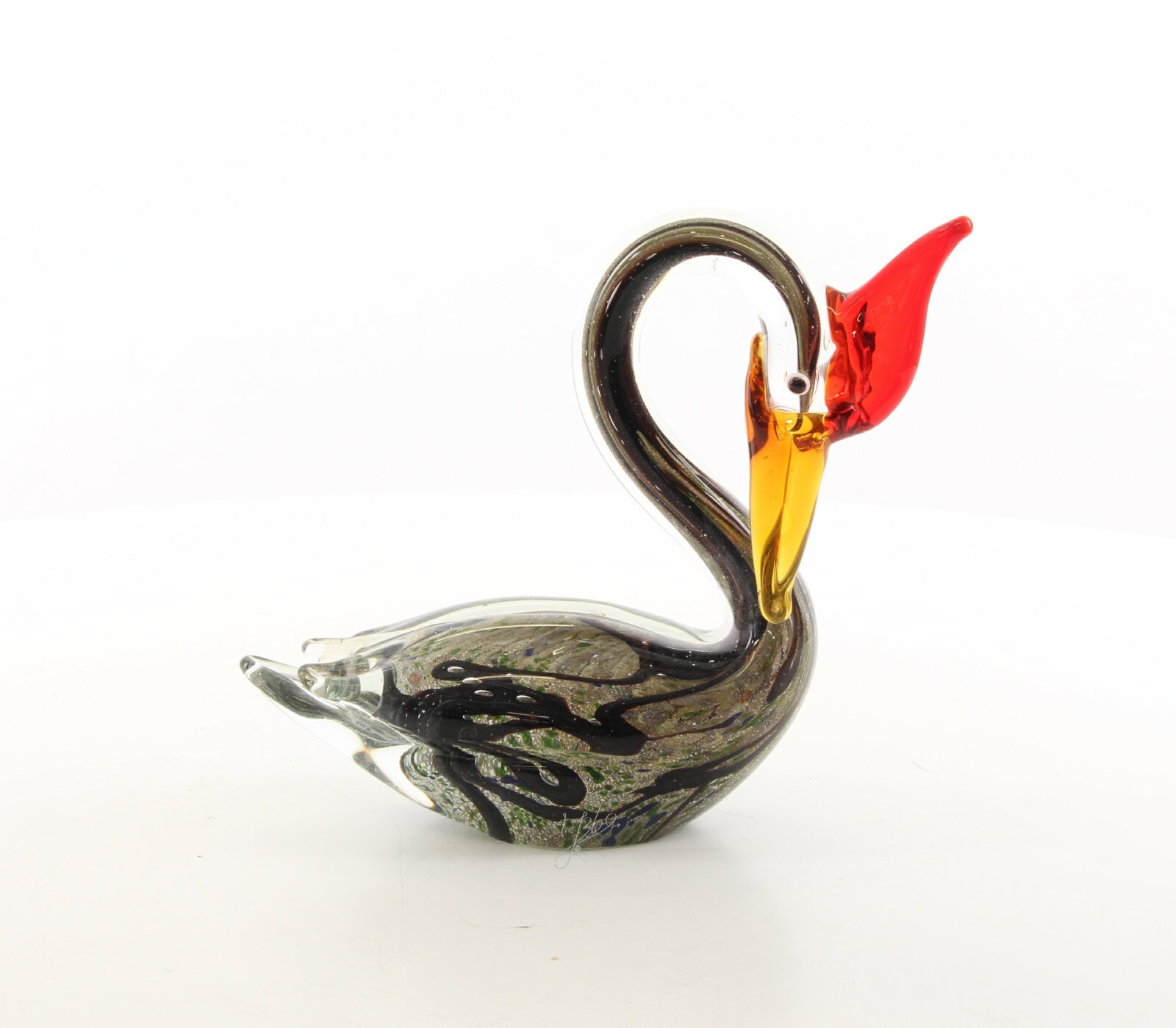 9973555-x Colorful Glas Figure Swan Great Crested Grebe 8 5/16×3 1/8×9 1/8in