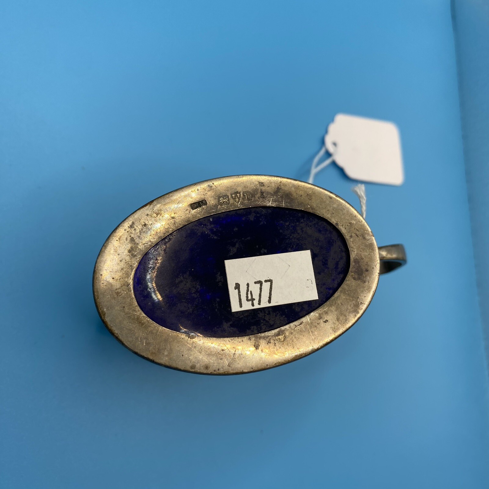 Antique Sterling Silver Mustard Pot Stokes & Ireland Chester Hallmarked & Cobalt