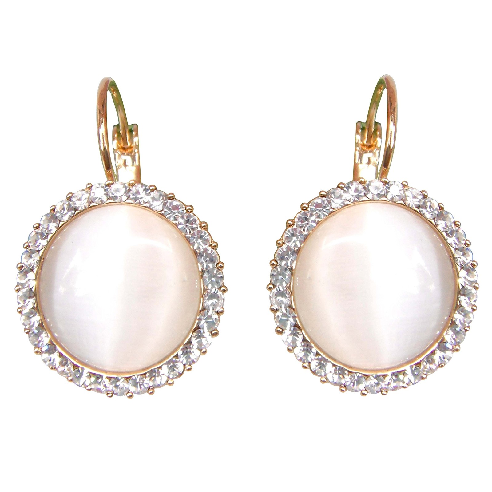 Navachi 18k Gold Plated Crystal Yellow Created-opall Round Az1009h Leverback …