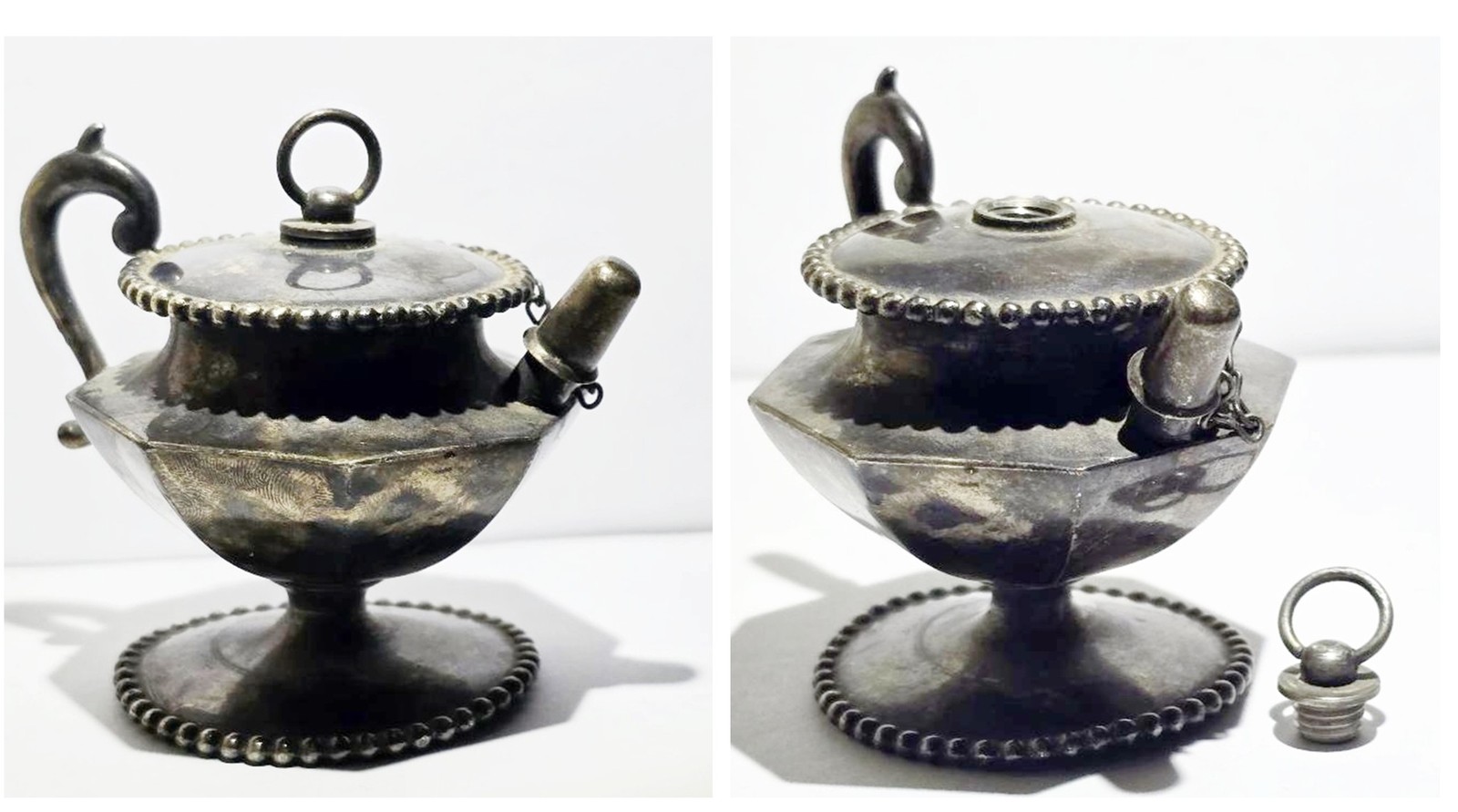 James W Tufts c1899 Smoker’s Set Lighter 3278 Antique 4X Plate Screw Cap & Cover