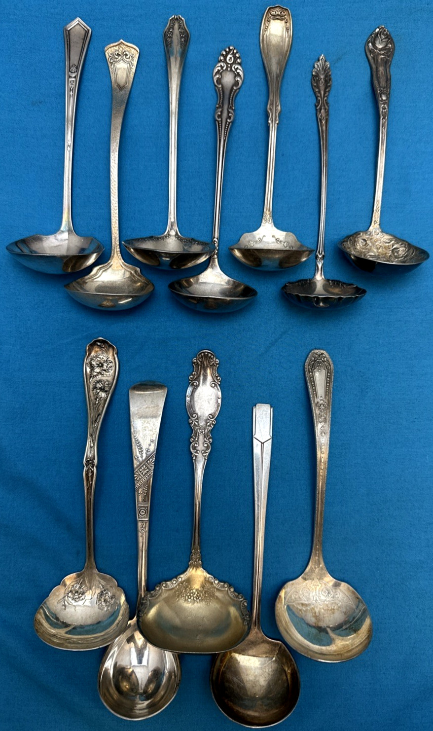 12 Pc Antique to Vintage Mix Silverplated 5.5″ – 6″ SMALL LADLES – No Monogram
