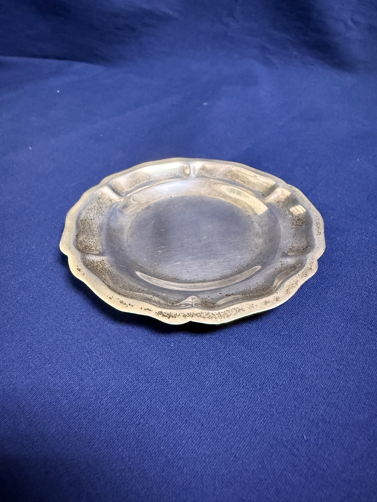 Vintage Mexico 0.925 Sterling Silver Scalloped Ashtray / Trinket Dish 1.41 ozt
