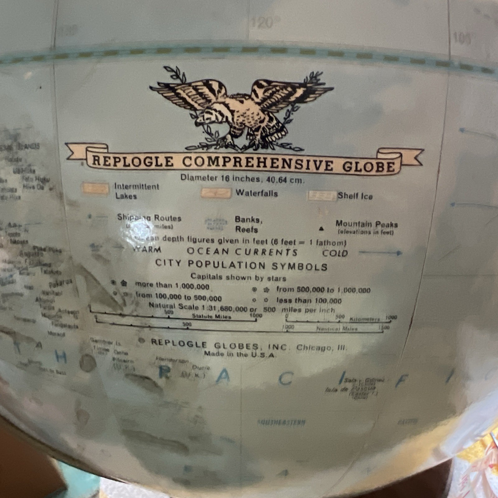 Vintage REPLOGLE Comprehensive 50in Globe Made in the USA – 1971 preUSSR fall