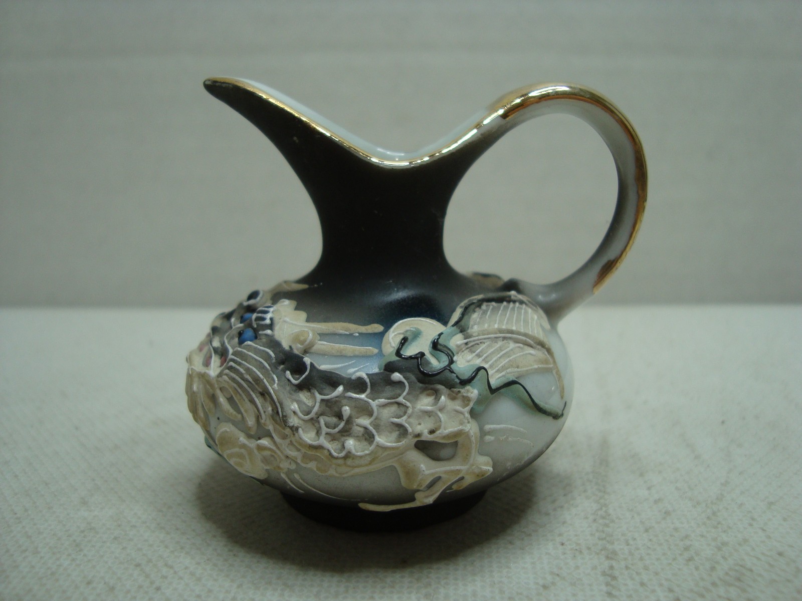 Vintage Black & Gray Japan DRAGONWARE Porcelain MINI PITCHER.