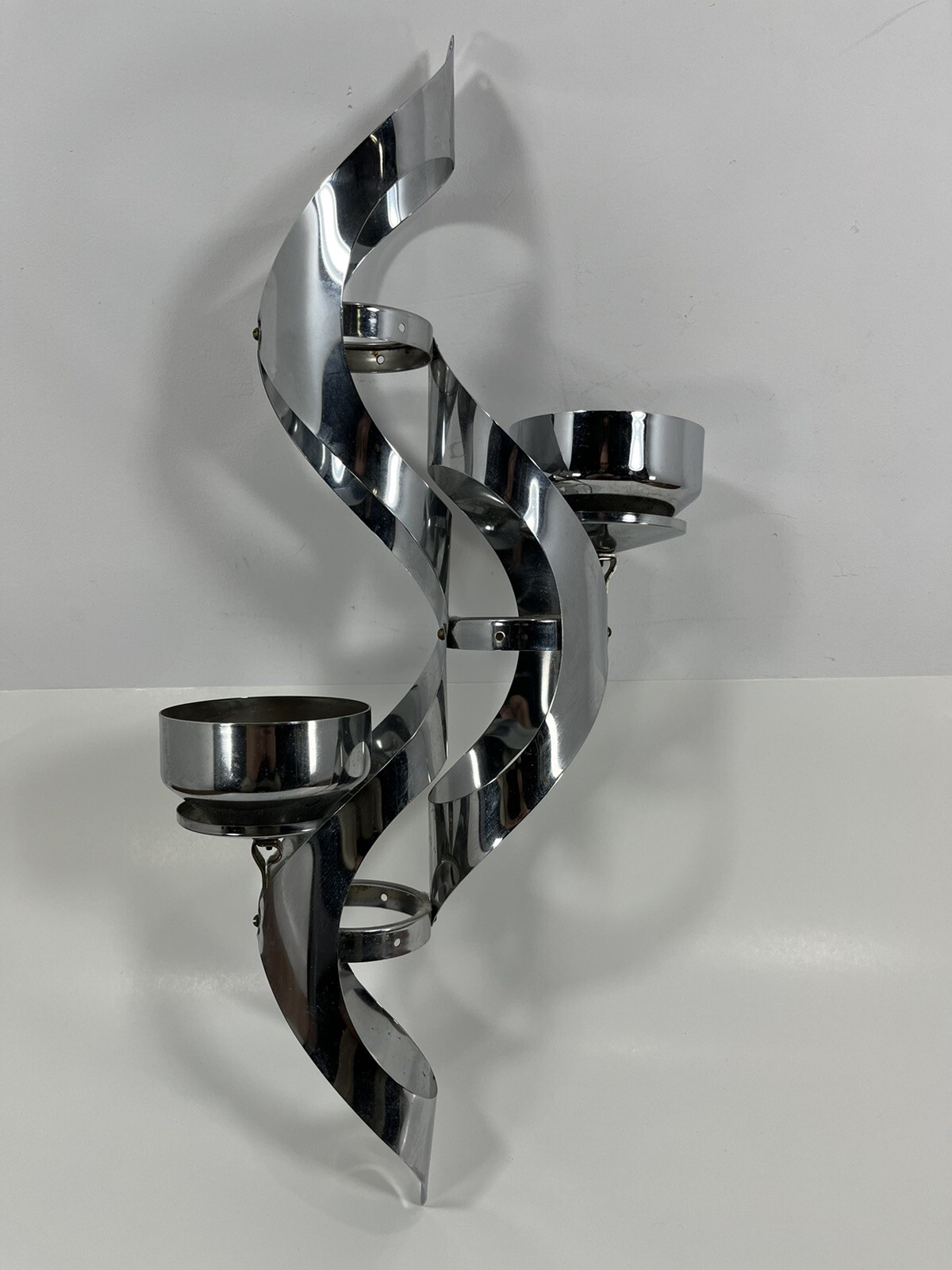 Mid Century Modern Chrome Sculptural Candle Holder! Mascot Int. Hanging 21”