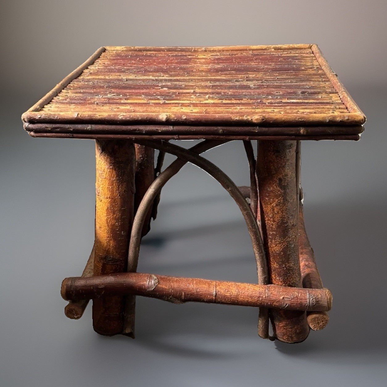 Pair: Twig Side Tables Rustic Adirondack Style Jim Adams Santa Fe NM