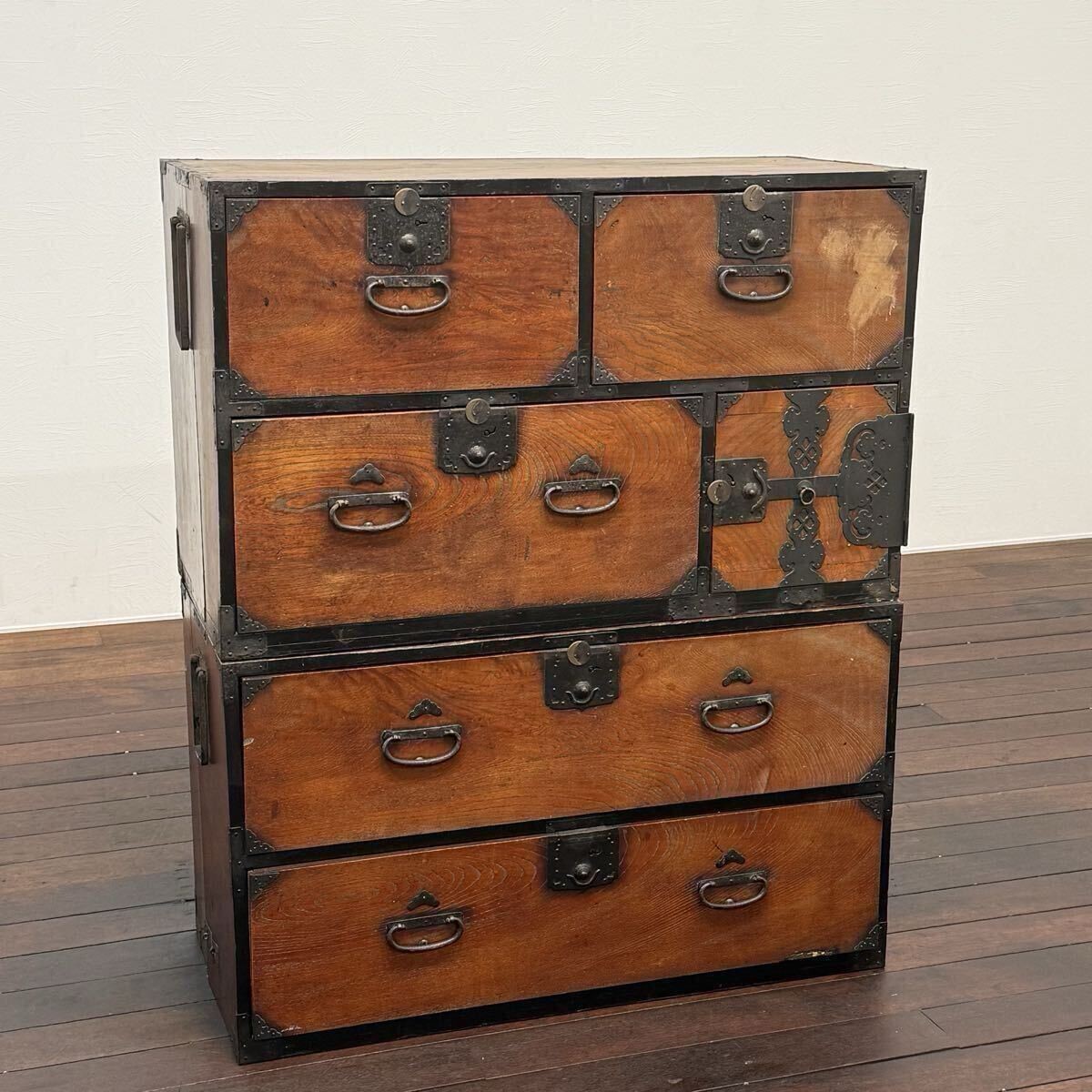 Japanese Chest antique Tansu Dansu Storage Safe Box Wood Handmade Edo era