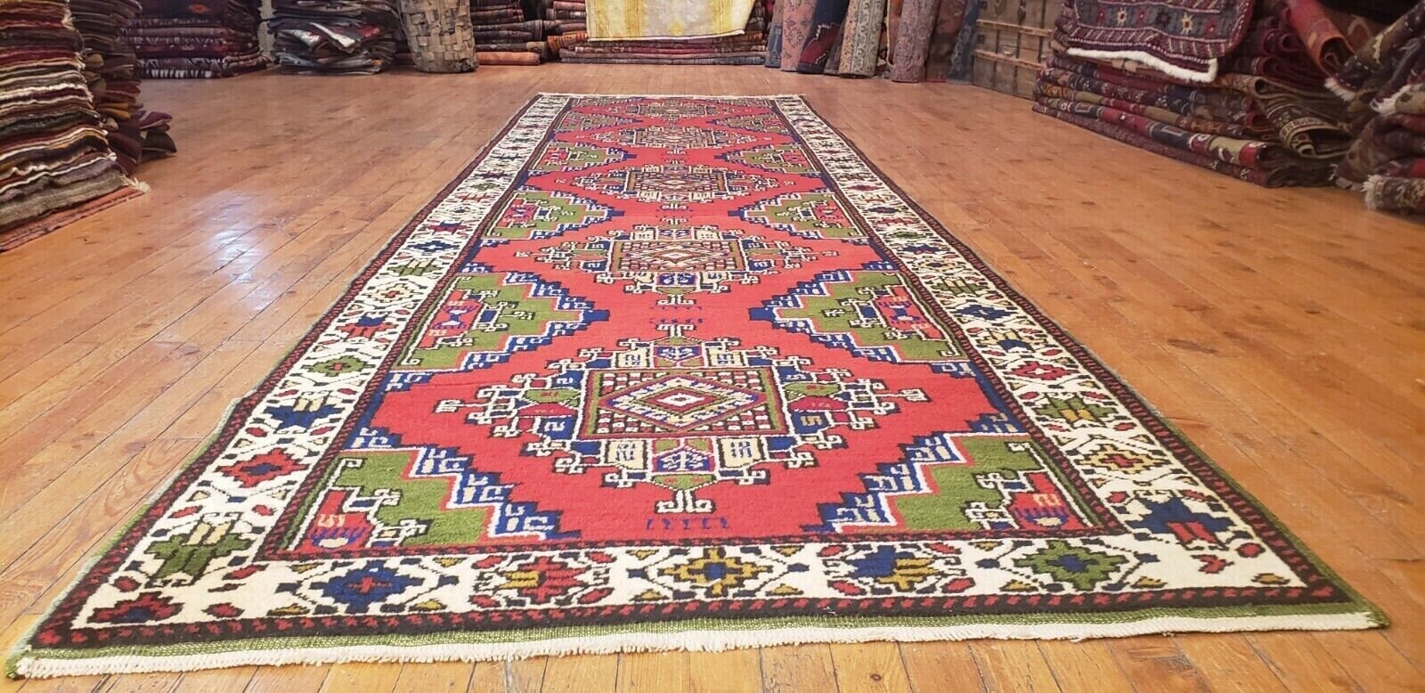 Rare Vintage 1930-1940’s Wool Pile Vgy Dyes High-Karabahk Runner 3’4×11’9”