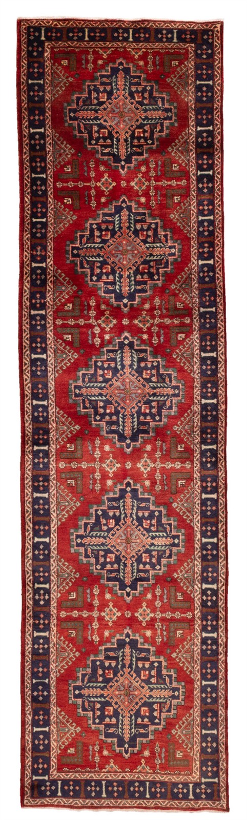 Vintage Hand-knotted Runner Rug 3’7″ x 14’11” Traditional Oriental Wool Carpet