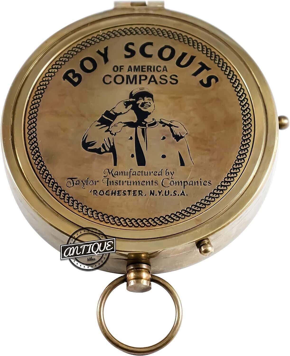Vintage Boy Scouting America Brass Compass Pocket Navigation Watch Home Decor US
