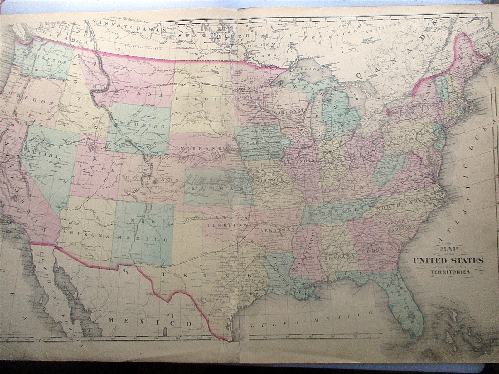 ORIGINAL 1875 Map of the United States – from Lancaster PA Atlas – Double-Page