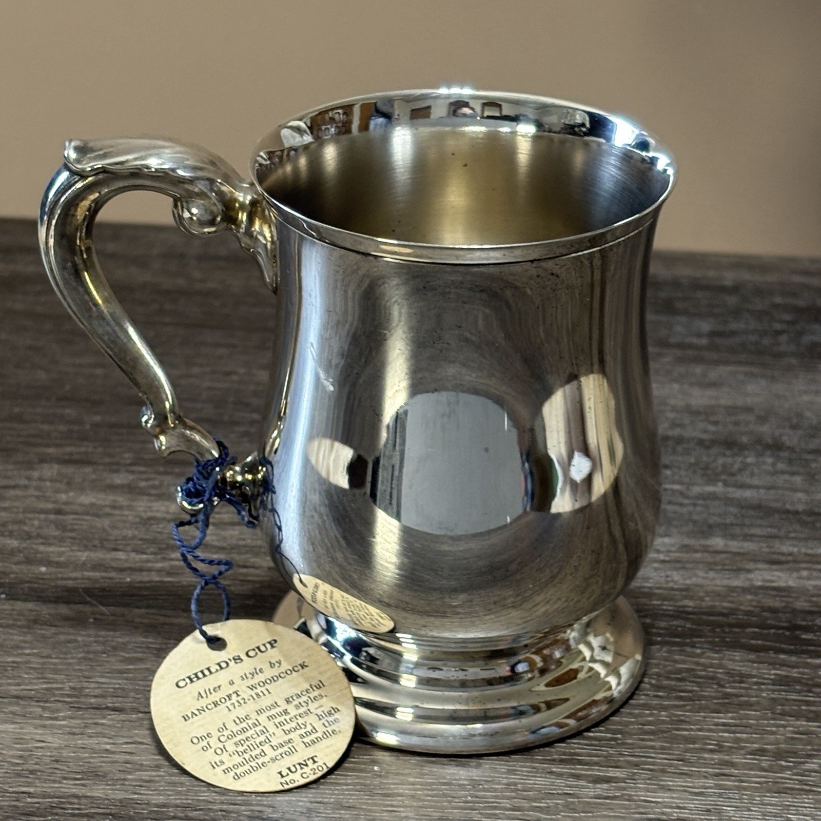 Vintage Lunt Silverplate Child’s Cup Old Deerfield Colonial Reproduction C-201
