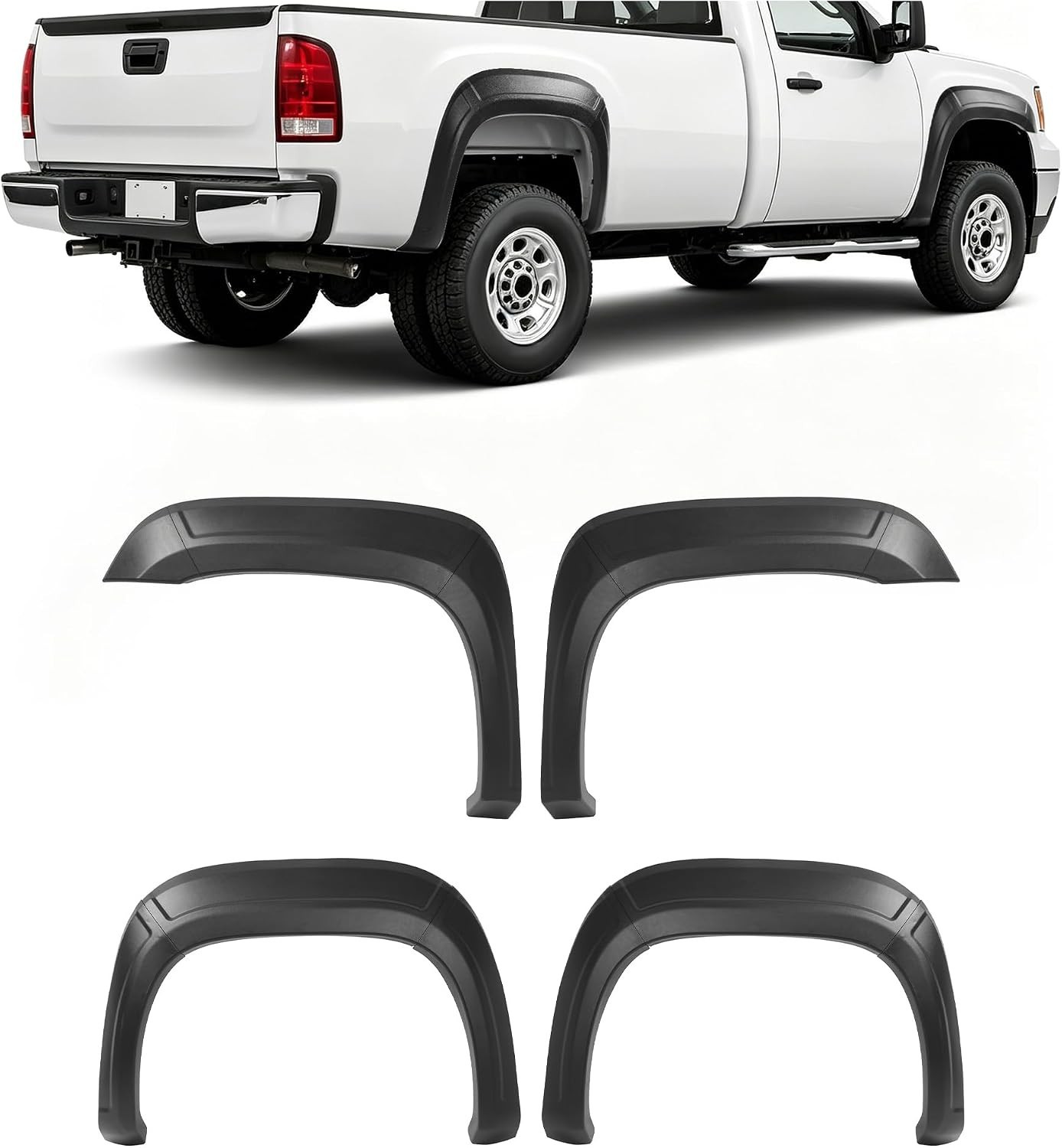 4Pcs Fender Flares Compatible with 2007-2013 GMC Sierra 1500 2500HD 3500HD 6’6″