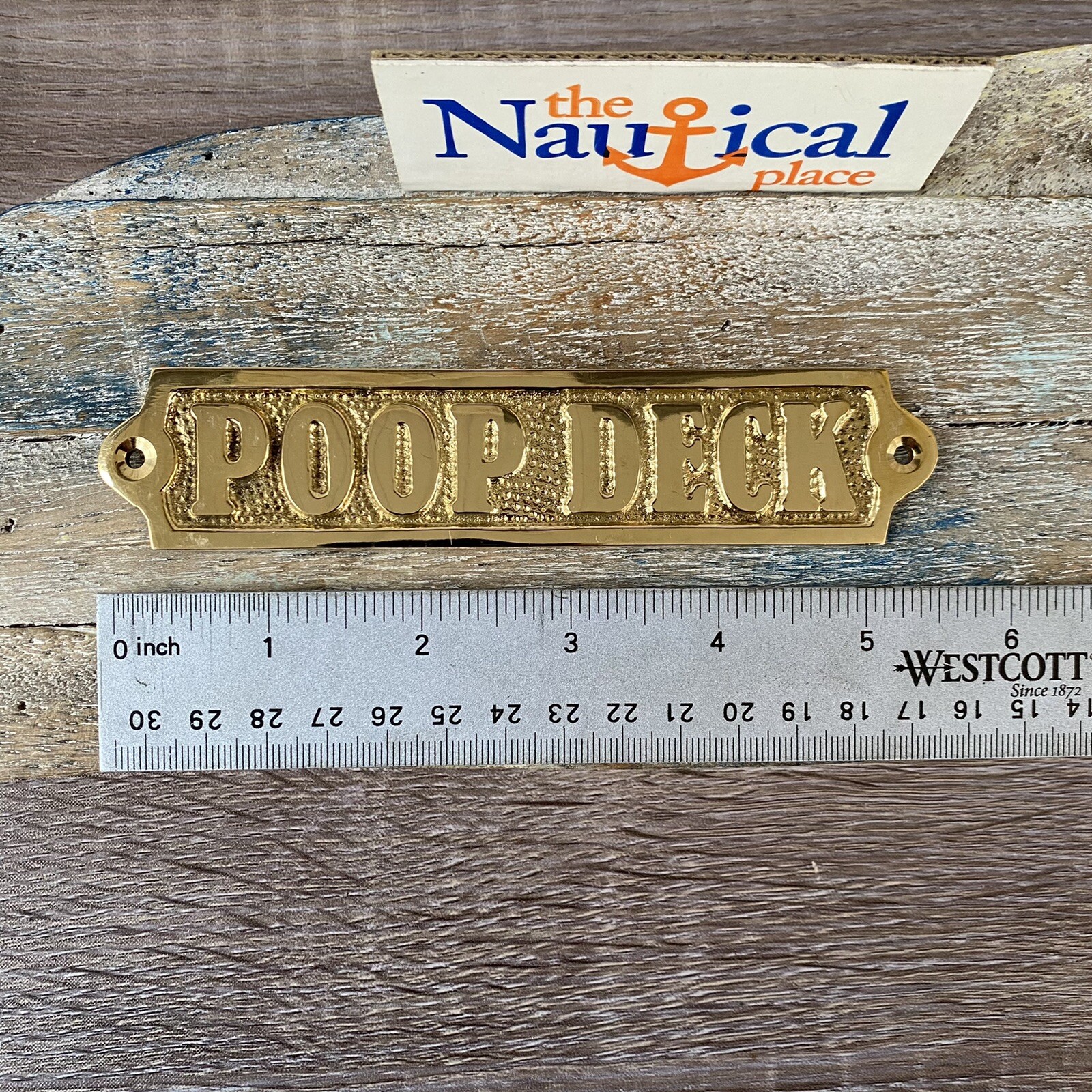 Solid Brass “Poop Deck” Door Sign – Nautical Wall Decor – Boat Cabin