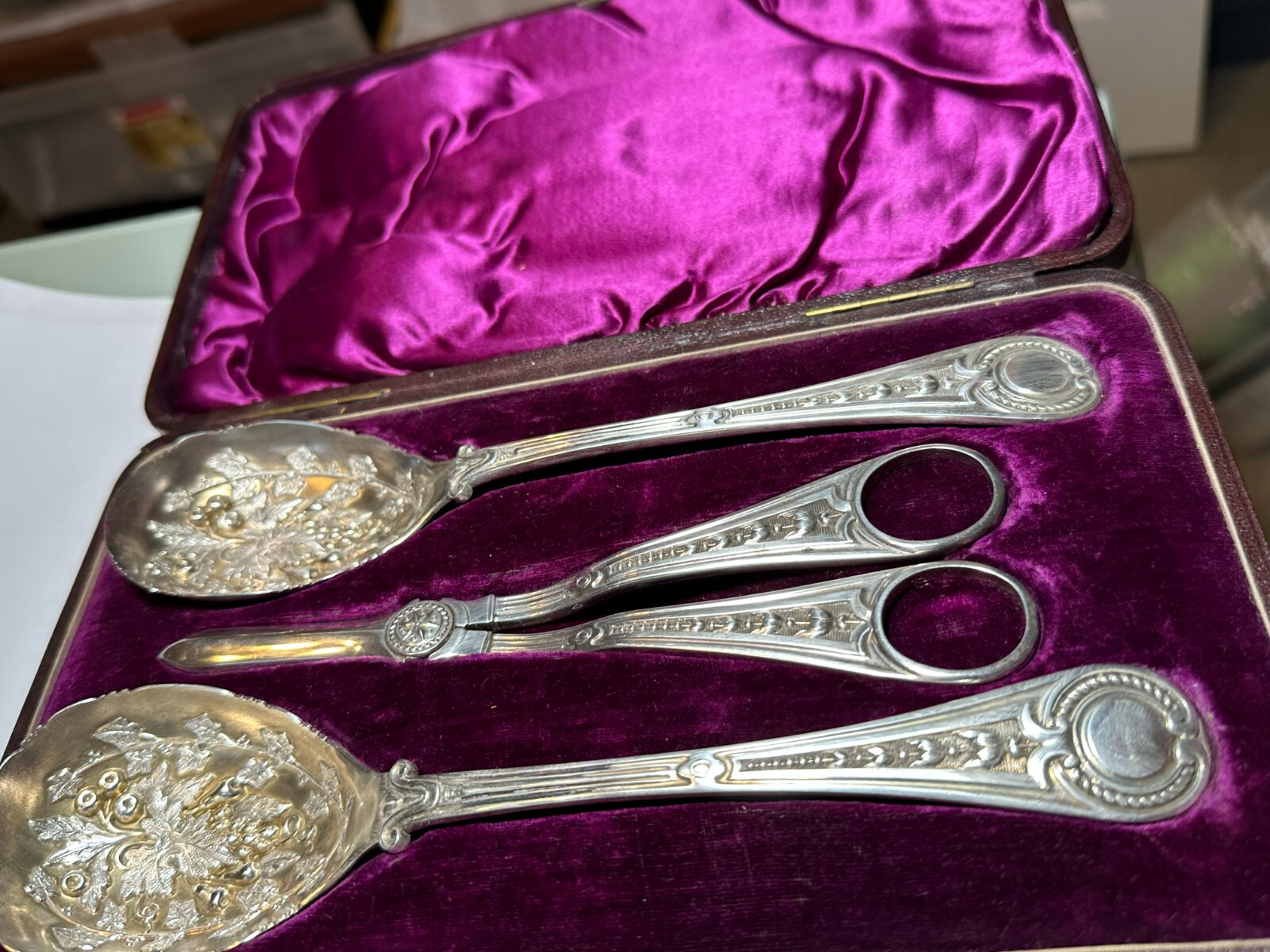 ANTIQUE C.J. VANDER LTD. STERLING SILVER FRUIT SERVING SET MADE IN ENGLAND