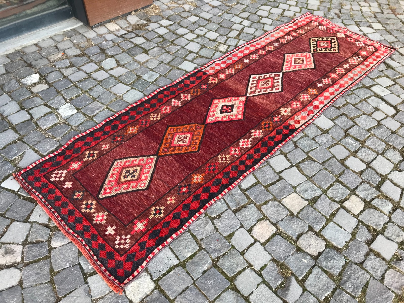 Turkish Vintage Rug Handmade Wool Rug Bohemian Runner Rug Home Rug 2,8 x 8,9 ft