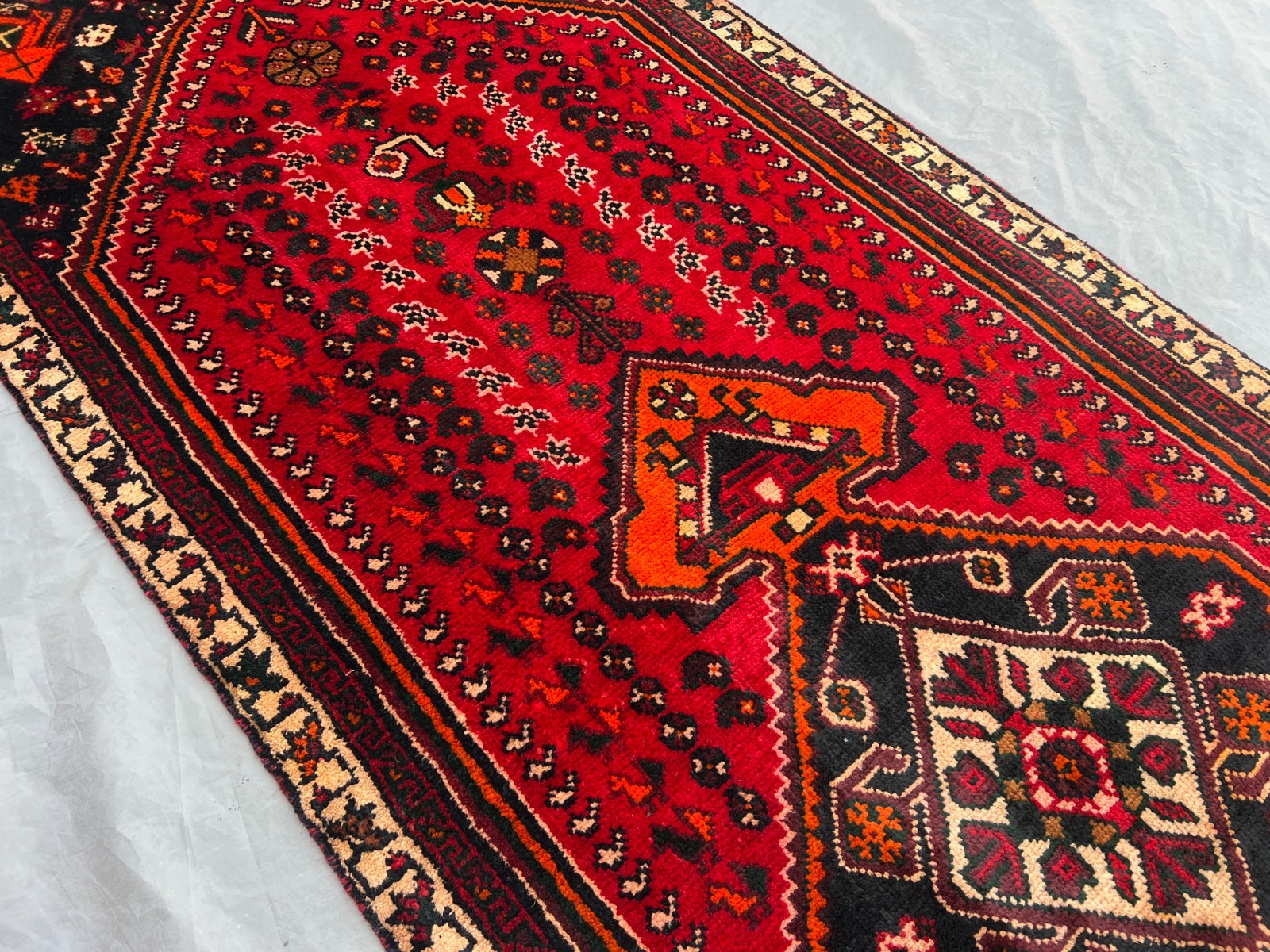 Red turkish 3x10ft Vintage Hand Knotted Wool Runner Rug Tribal Medallion Carpet