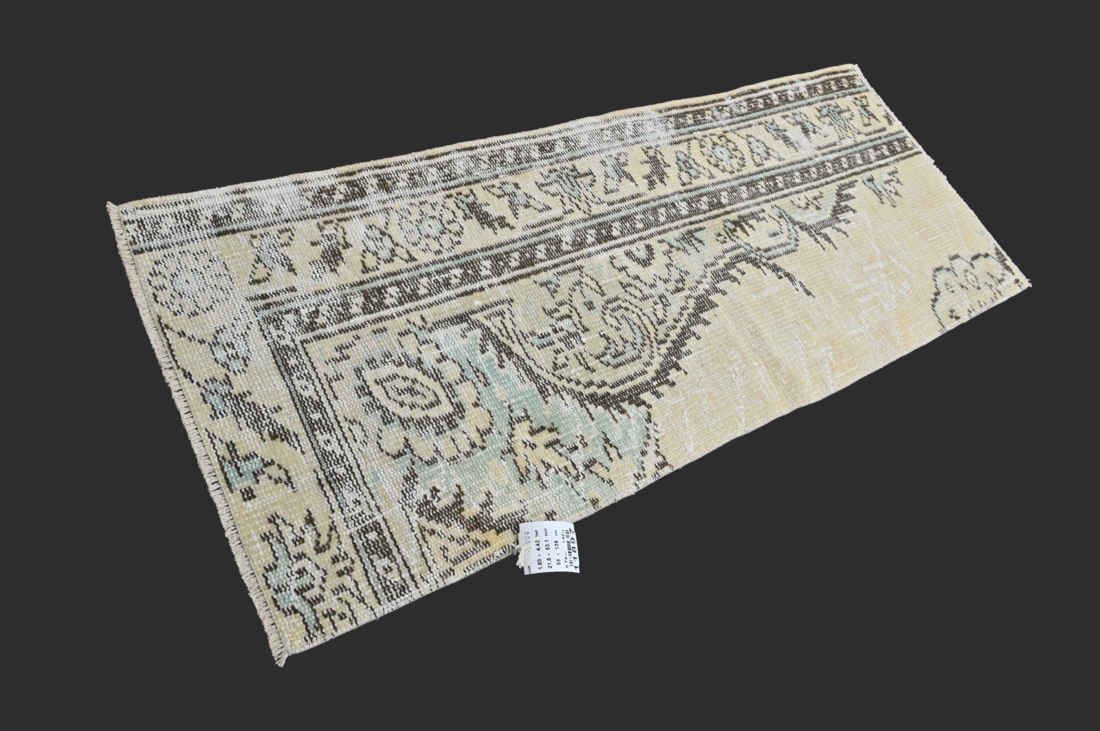 BEIGE Turkish Oushak Rug 2×4 Vintage Handmade Anatolian Small Doormat Kilim