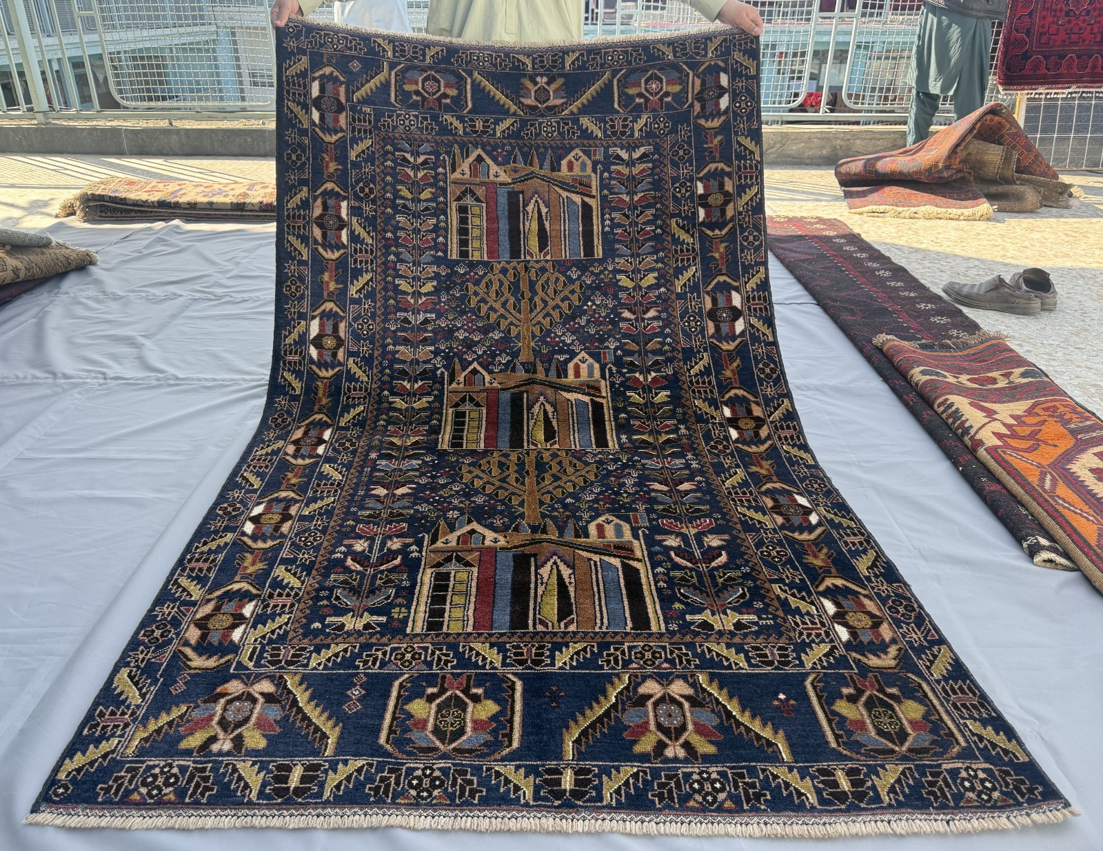 Blue Hand Knotted Afghan Baluchi Rug 4×7 ft Antique Persian Style Tribal Carpet