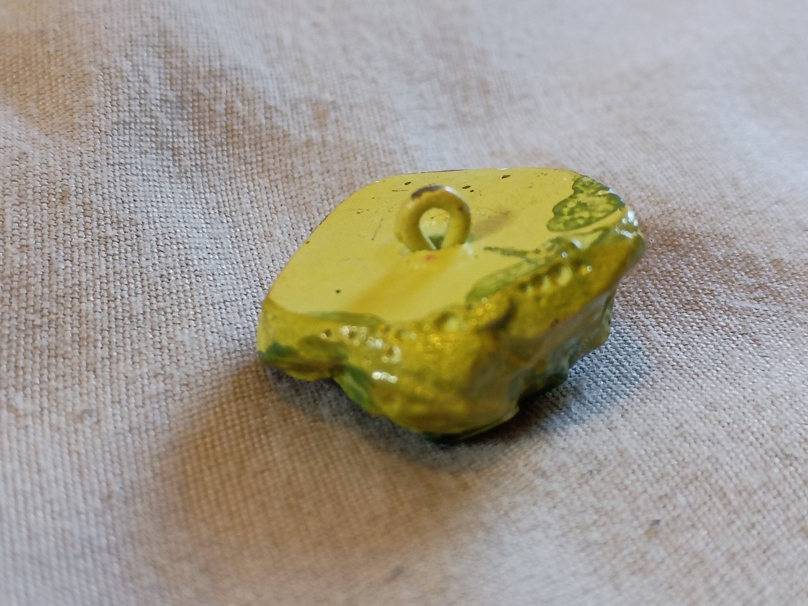 Antique Painted Grape Bunch Composition Button.