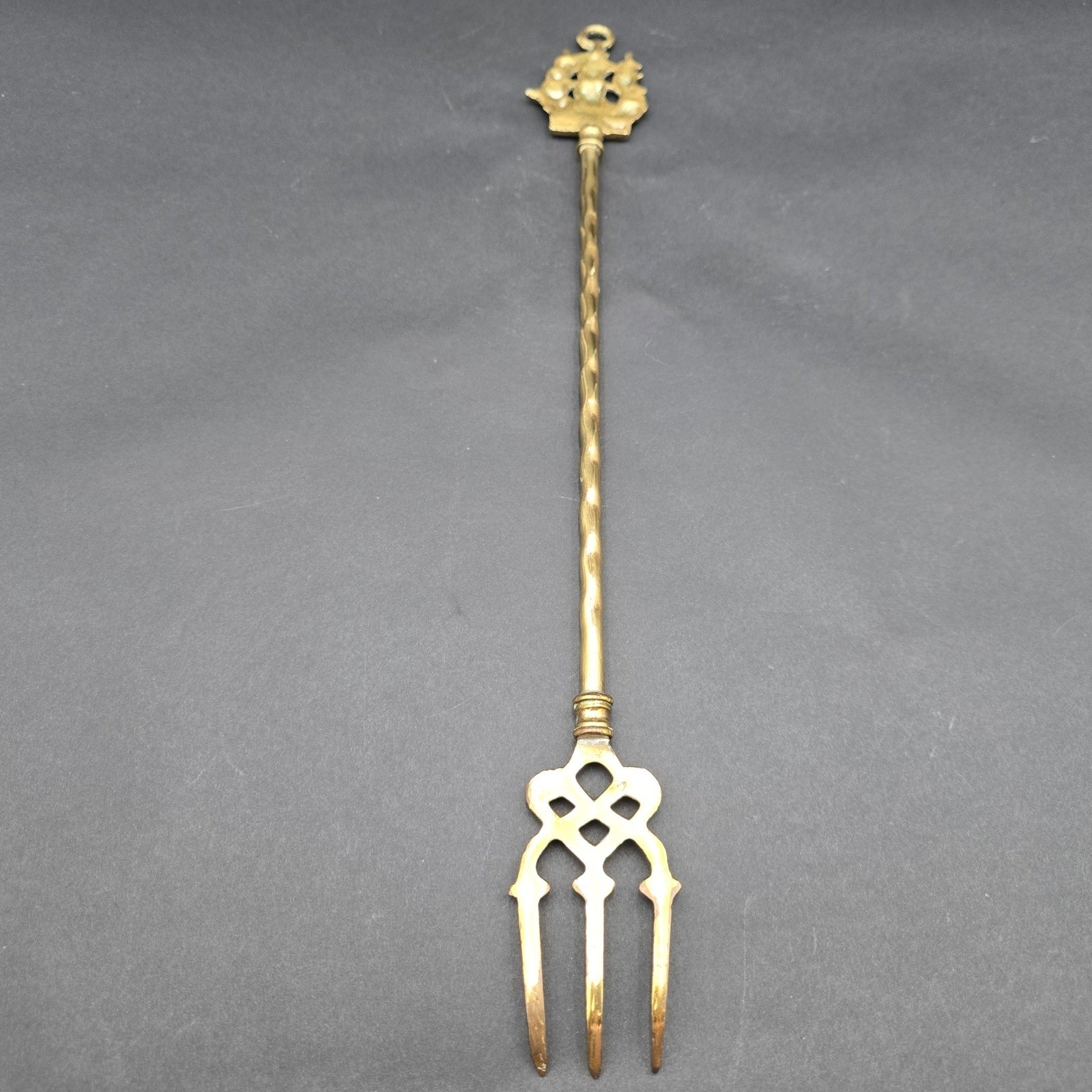 Vintage Brass HMS Victory Sailing Ship Toasting Fork Long Handle Fireplace Tool