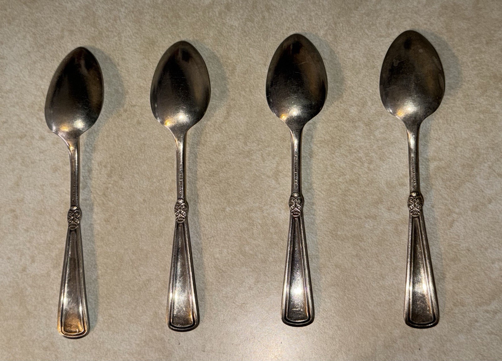 4 Antique 1847 Roger’s Bros Arcadian Demitasse Spoons