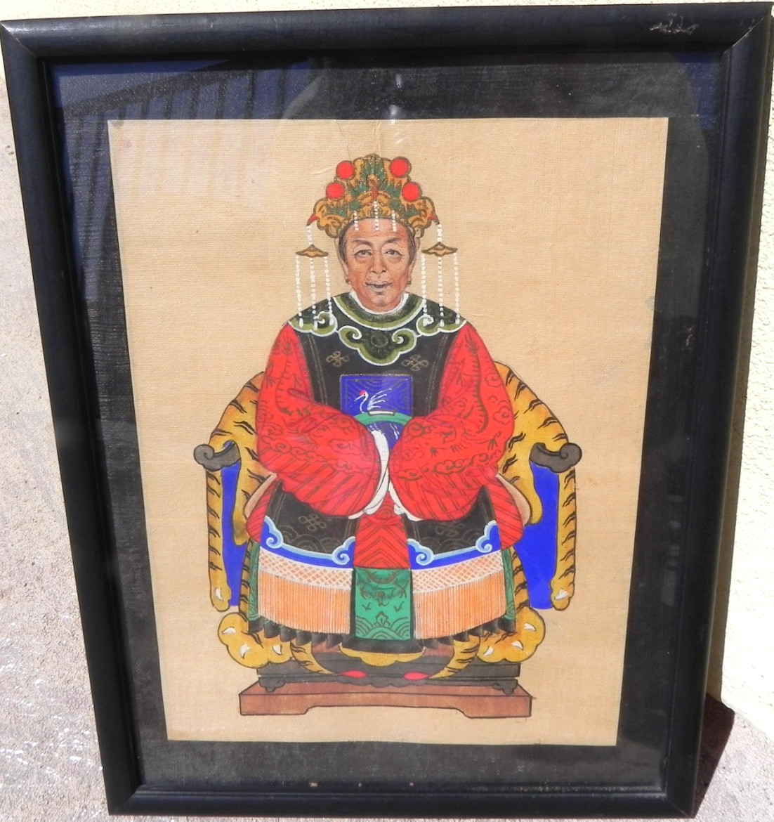 Small contemporary hand painted original ancestor portrait traditional old style