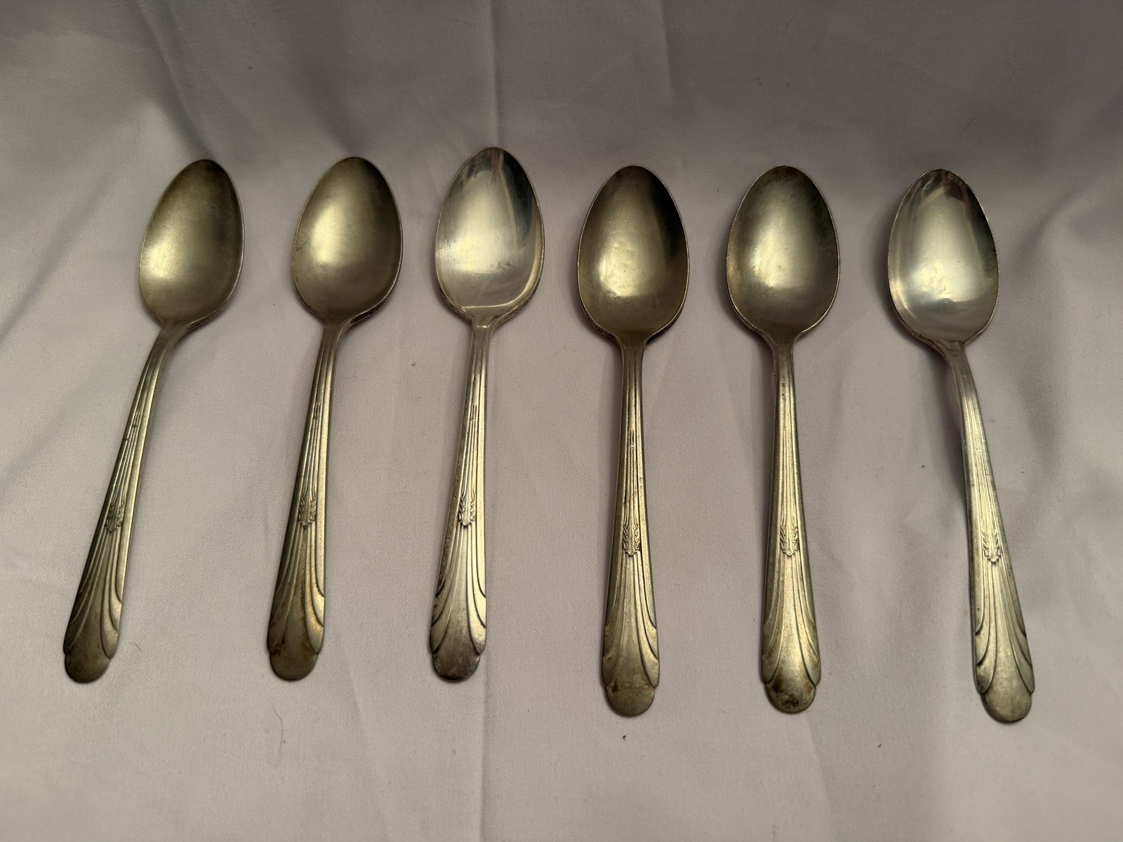 Vintage MONROE SILVER Company silver plate BRANDON pattern 6 teaspoons 1930’s