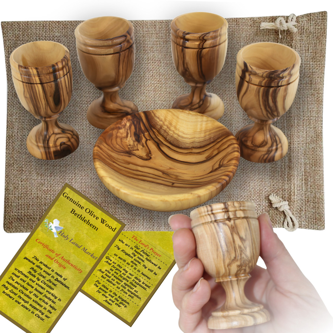 Large Communion Wine Goblet – Chalice Olive Wood (8 Inches Large) – Asfour