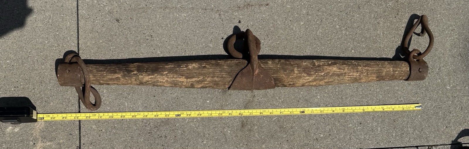Antique Primitive Wood Iron Horse Ox Hitch Yoke 34.5” Farm Barn Cabin Decor 1A