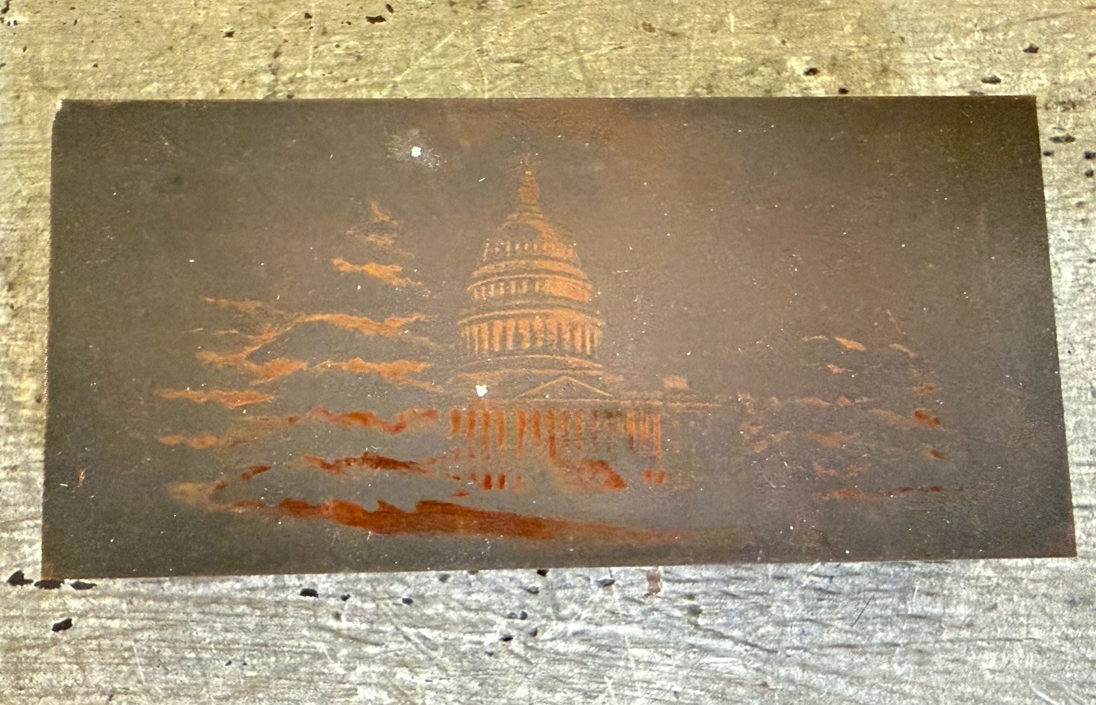 Vintage Letterpress Printing Block Dome Capitol Building