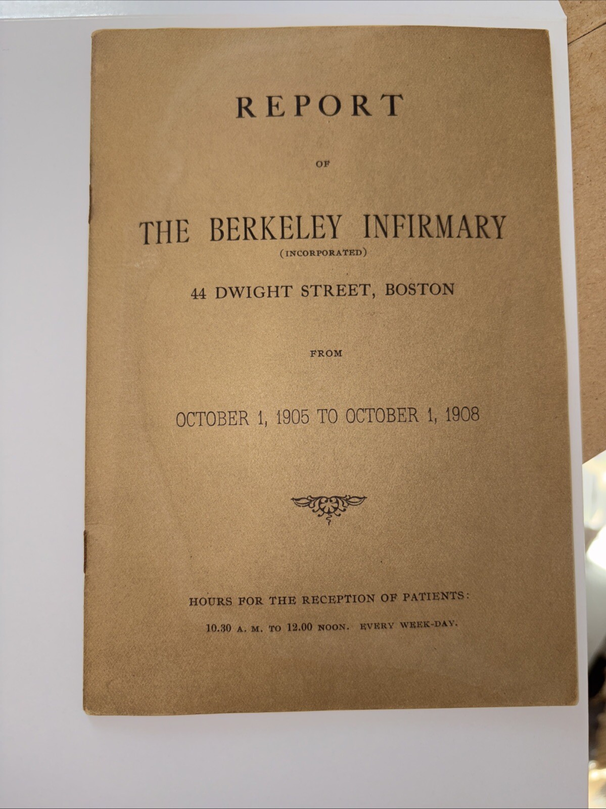 Antique 1908 Report of the Berkeley Infirmary – Boston Massachusetts + Ephemera
