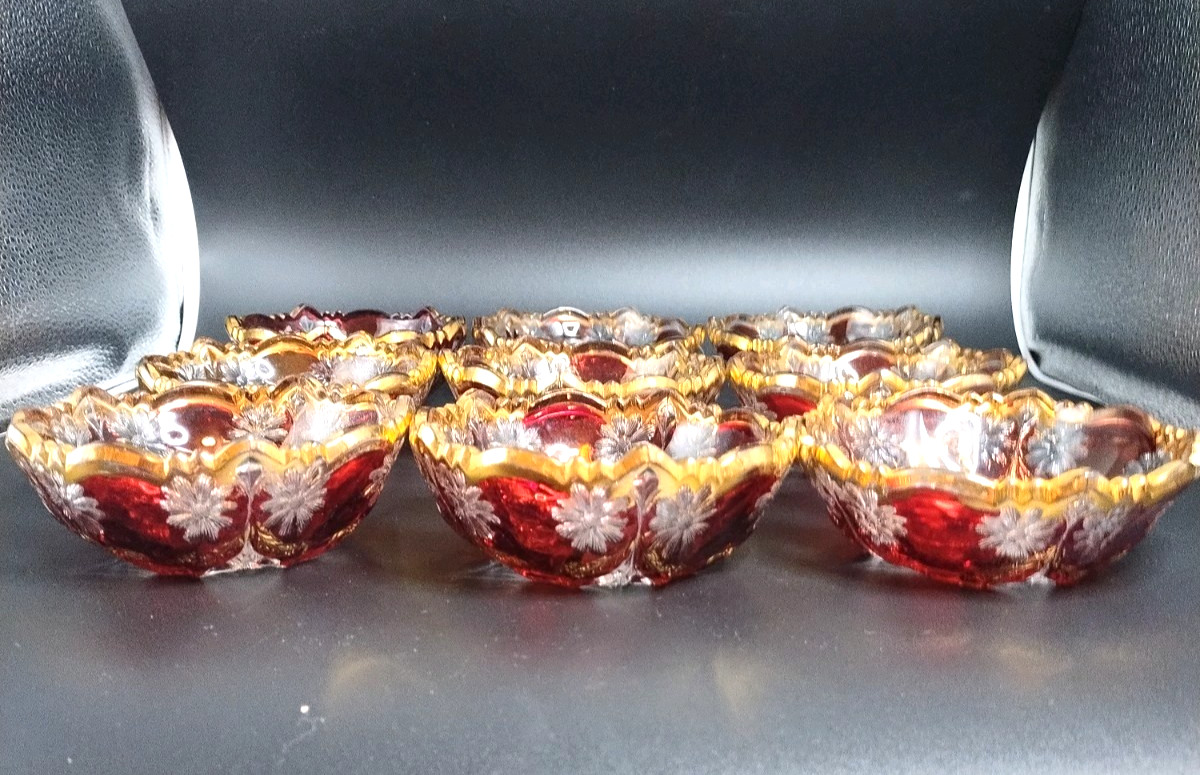 EAPG Ruby Stain “McKEE’S PURITAN” (10) Piece Berry Set
