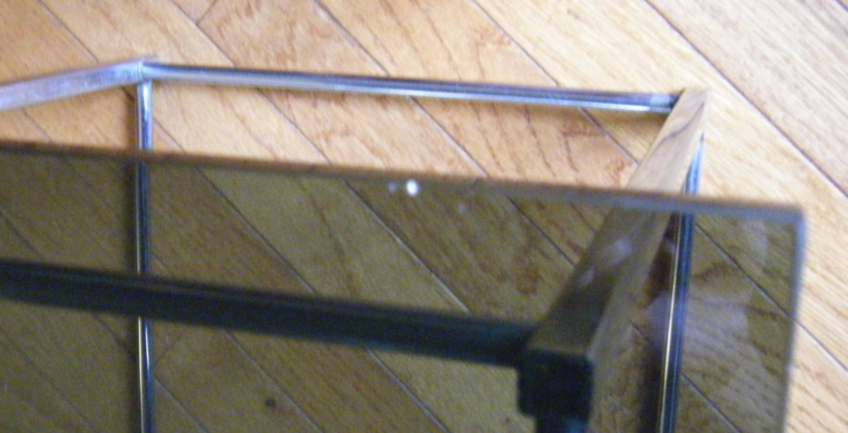Vintage Mid Century Modern 70s Chrome Base & Smoked Glass Side End Table Stand