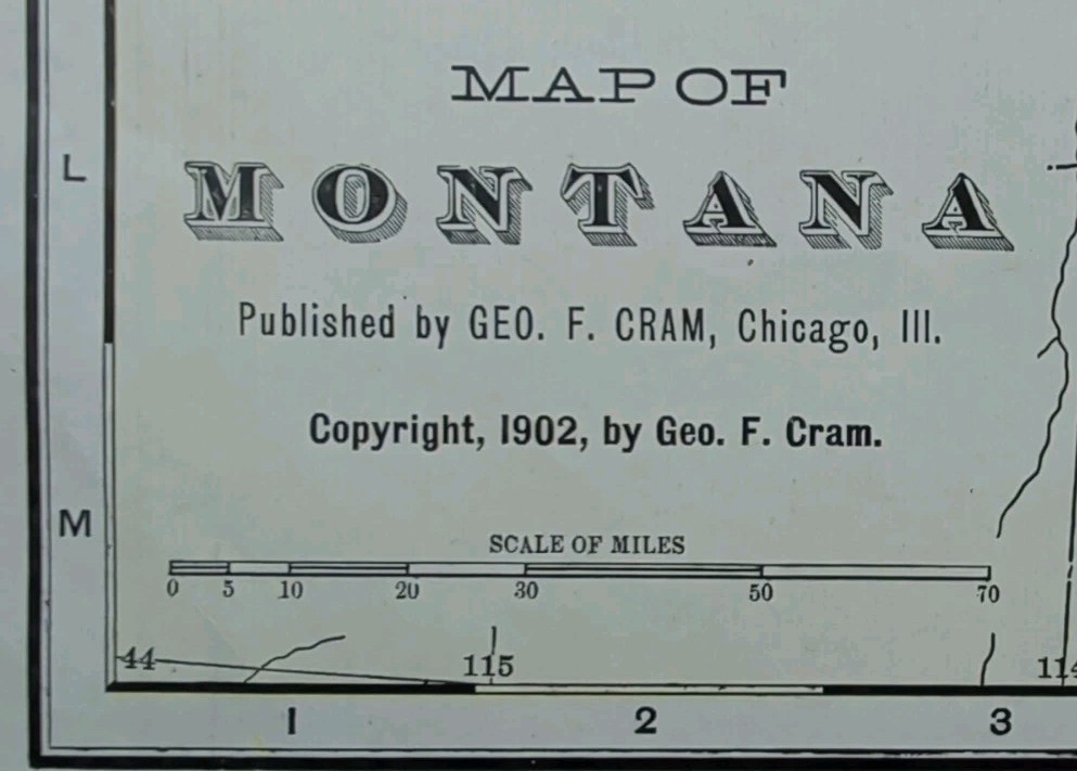 Vintage 1902 (dated) MONTANA Map 22″x14″ Old Antique Original BOZEMAN HELENA MT