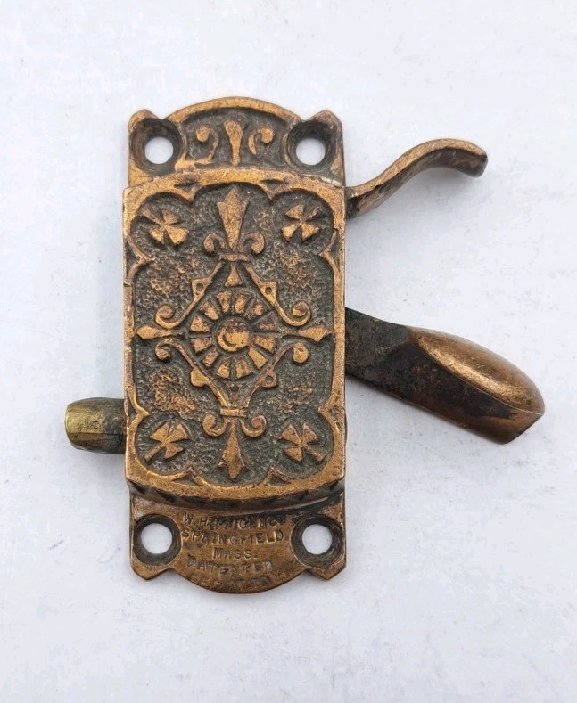 Antique Eastlake Door Window Latch Lock Old Vintage Latch Brass Hardware
