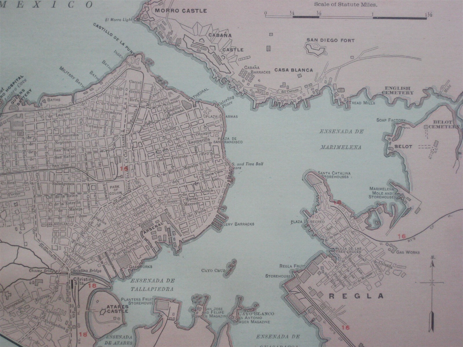 Original 1913 Large-Format Railroad Map CUBA Key West Havana Guantanamo Camagüey