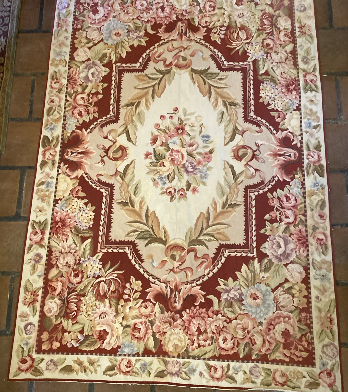 6 X 8’ French Aubusson Style Vintage Tapestry Needlepoint Handmade Wool Area Rug