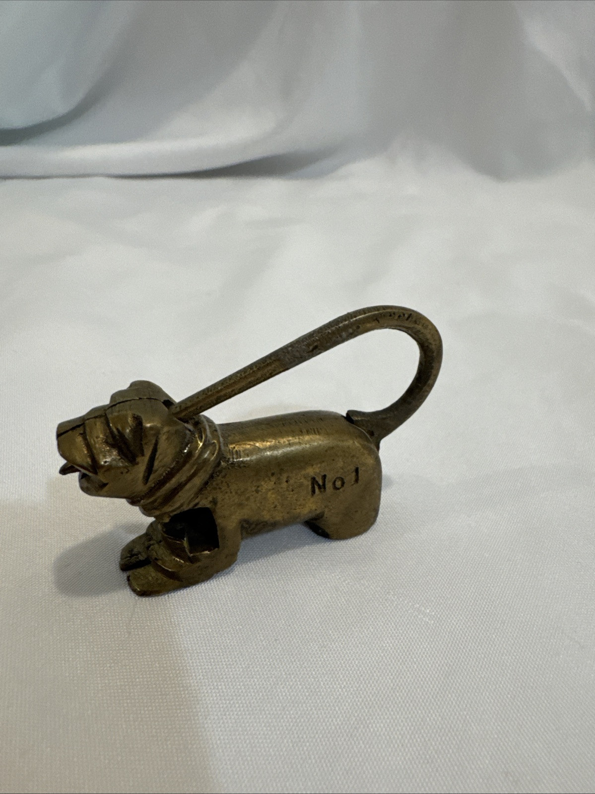 1930’s Vintage Brass Dog Figurative Rare System Padlock NO Key- 2″ W