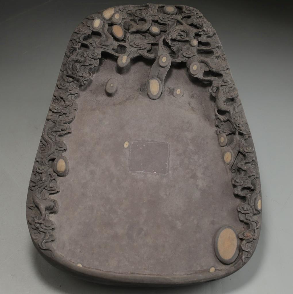 Chinese Old Ink Stone / W 43[cm] 3.4kg / Qing Urn Pot Plate Bowl