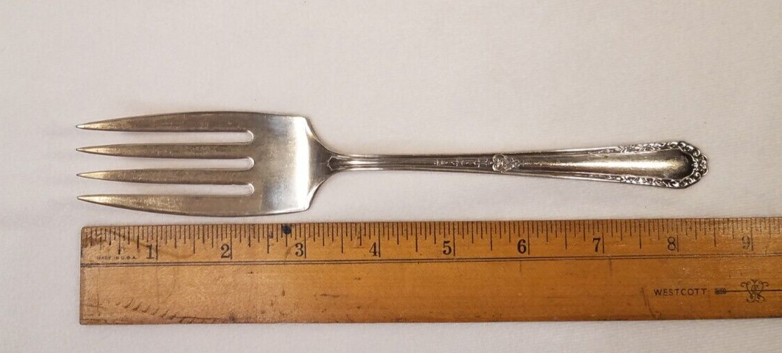 Vintage Silverplate Large Serving Fork Monroe Silver Co Diana Pattern 8.5″