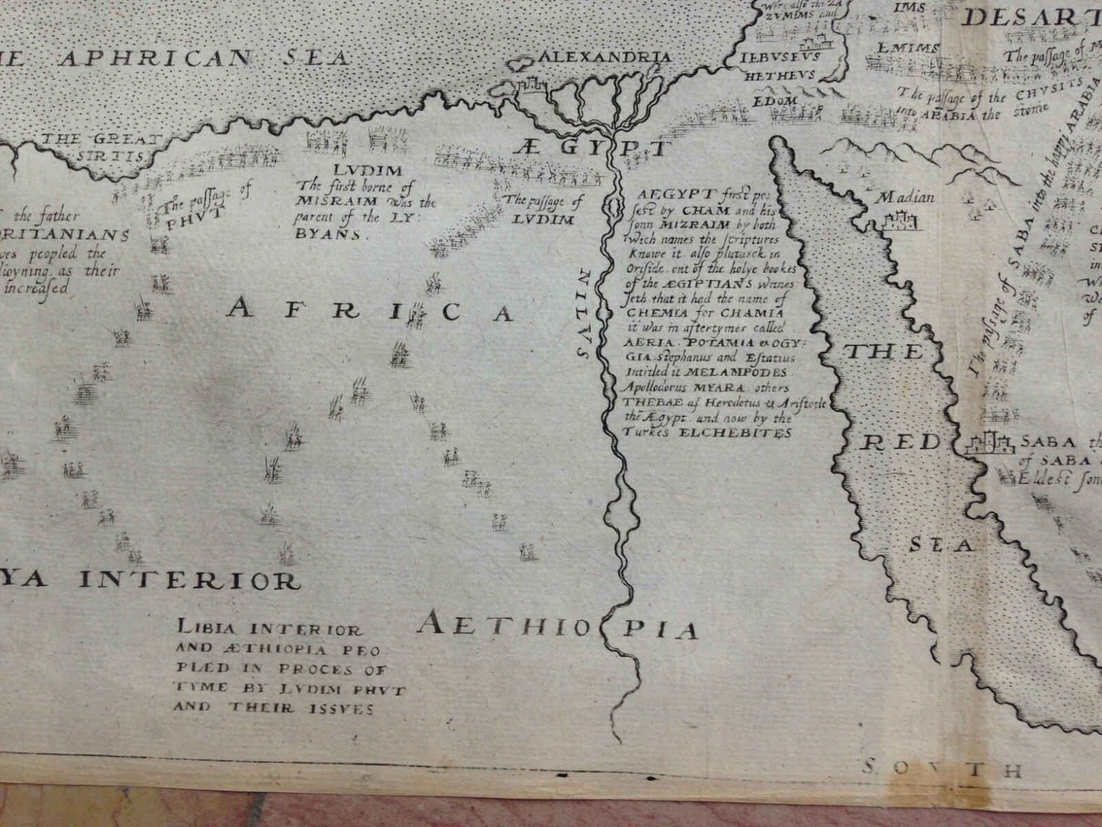 MIDDLE EAST ARABIA 1614 William HOLE LARGE UNUSUAL ANTIQUE MAP 17TH CENTURY