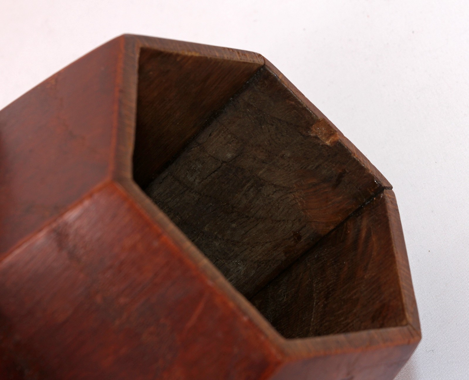 Vintage Tea Caddy Wood/Oak Pot – Hexagonal – Art Deco Style – Bakelite Knob VGC