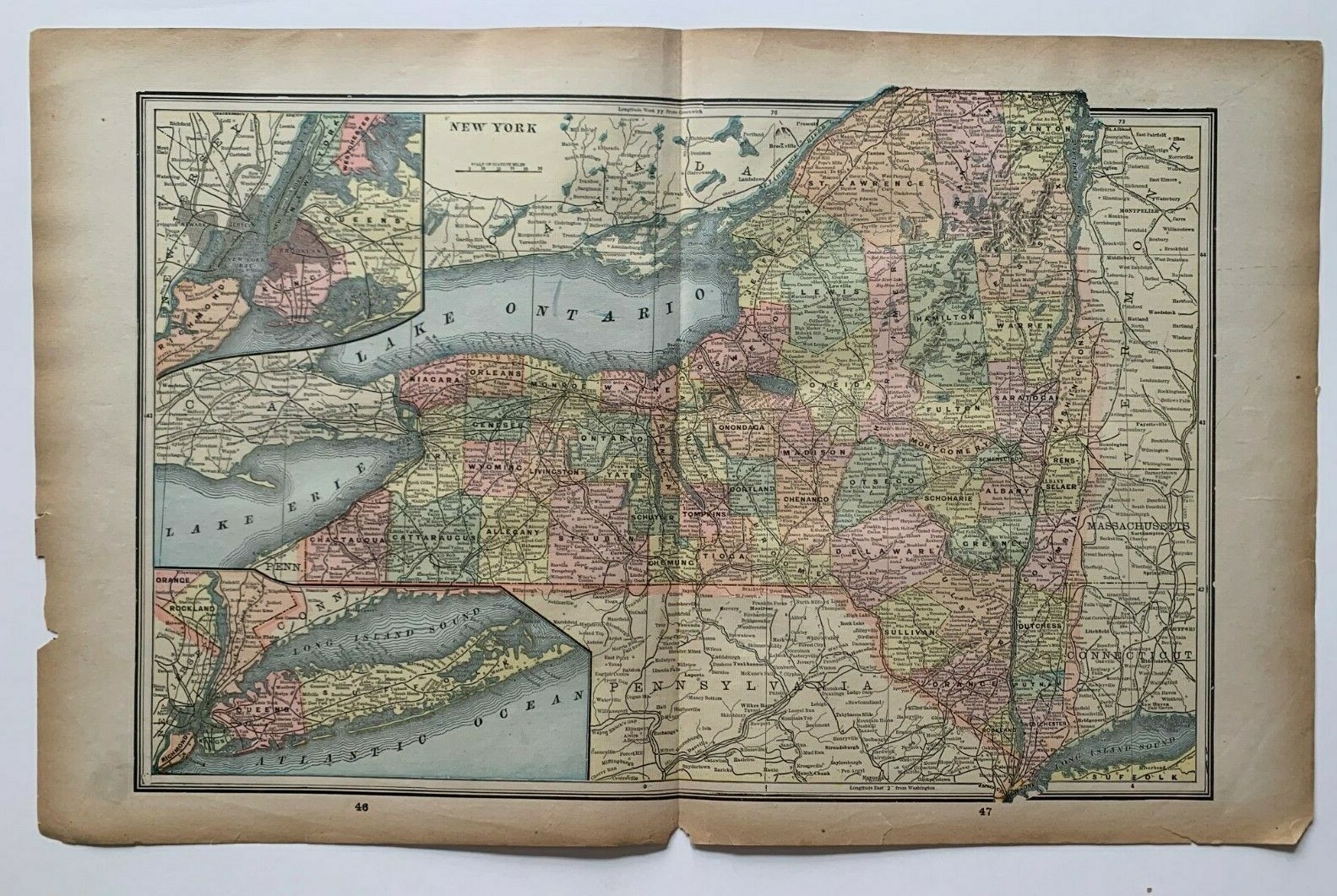 1893 New York State Map Gaskell’s Family & Business Atlas NYC & Brooklyn maps