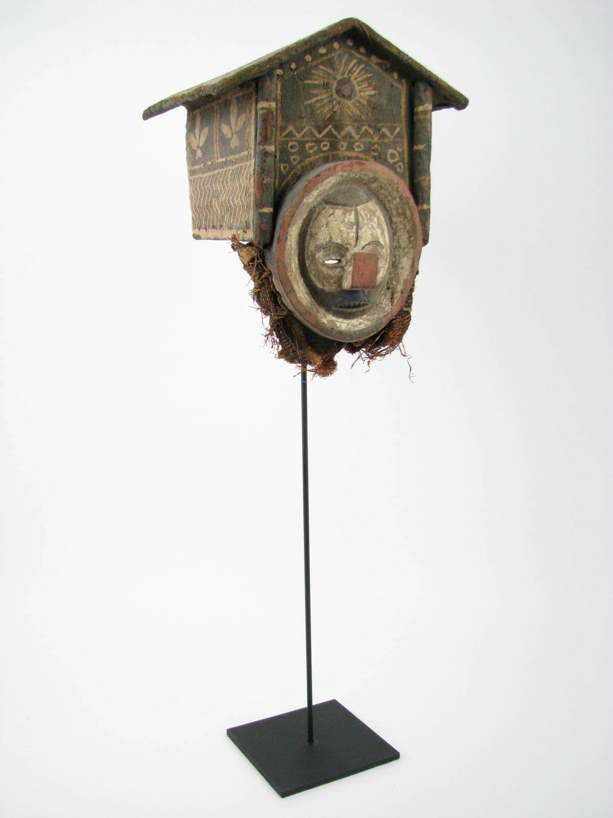 GothamGallery African Tribal Art – Metal Helmet Mask Stand Base Adjustable 30″