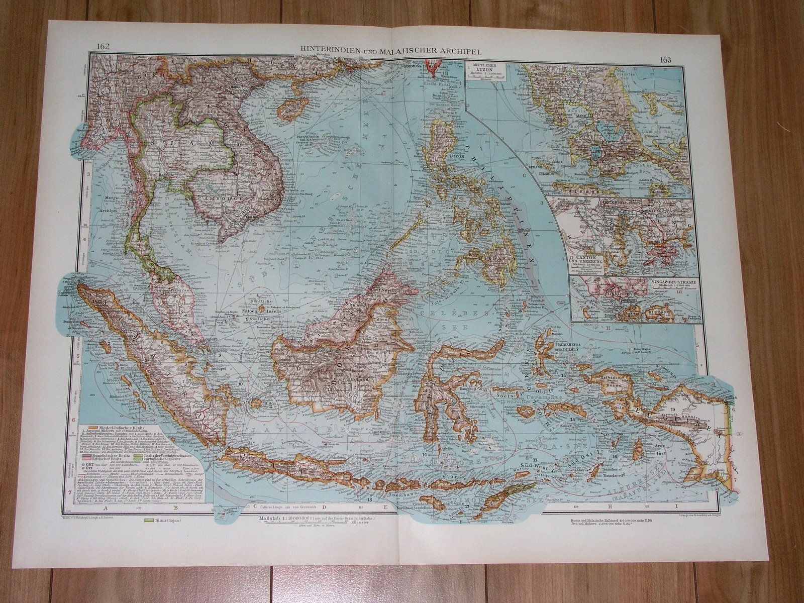 1930 ORIGINAL VINTAGE MAP OF INDONESIA SINGAPORE THAILAND VIETNAM PHILIPPINES