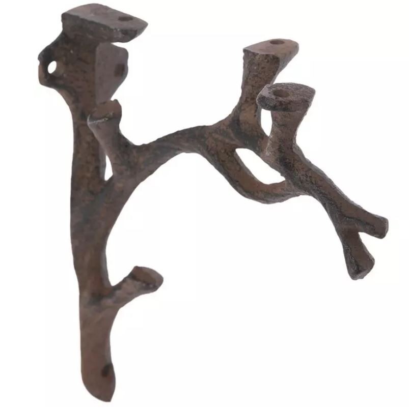 2 Rustic Cast Iron Shelf Bracket Wall Mount Hardware Brace Tree Branch Sculpture